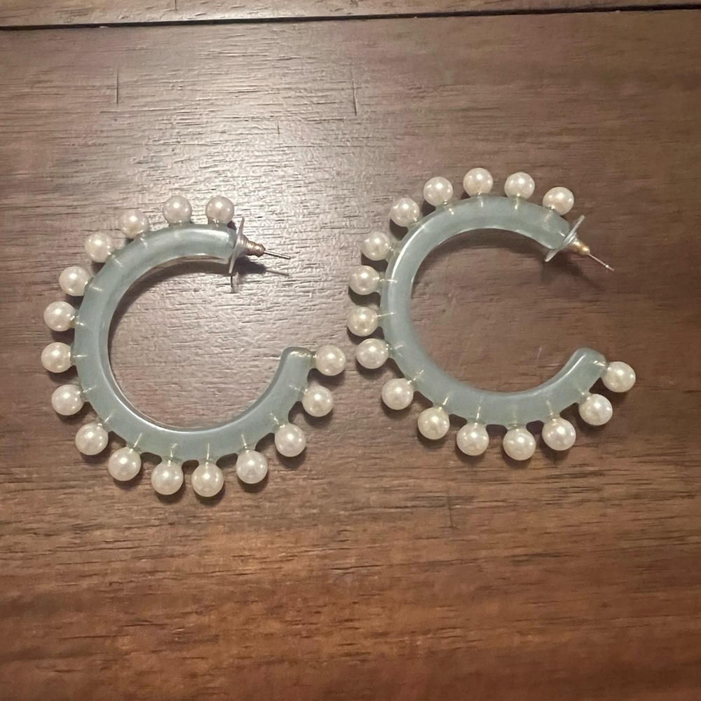 Lele Sadoughi Pearl-Embellished Hoop Earrings